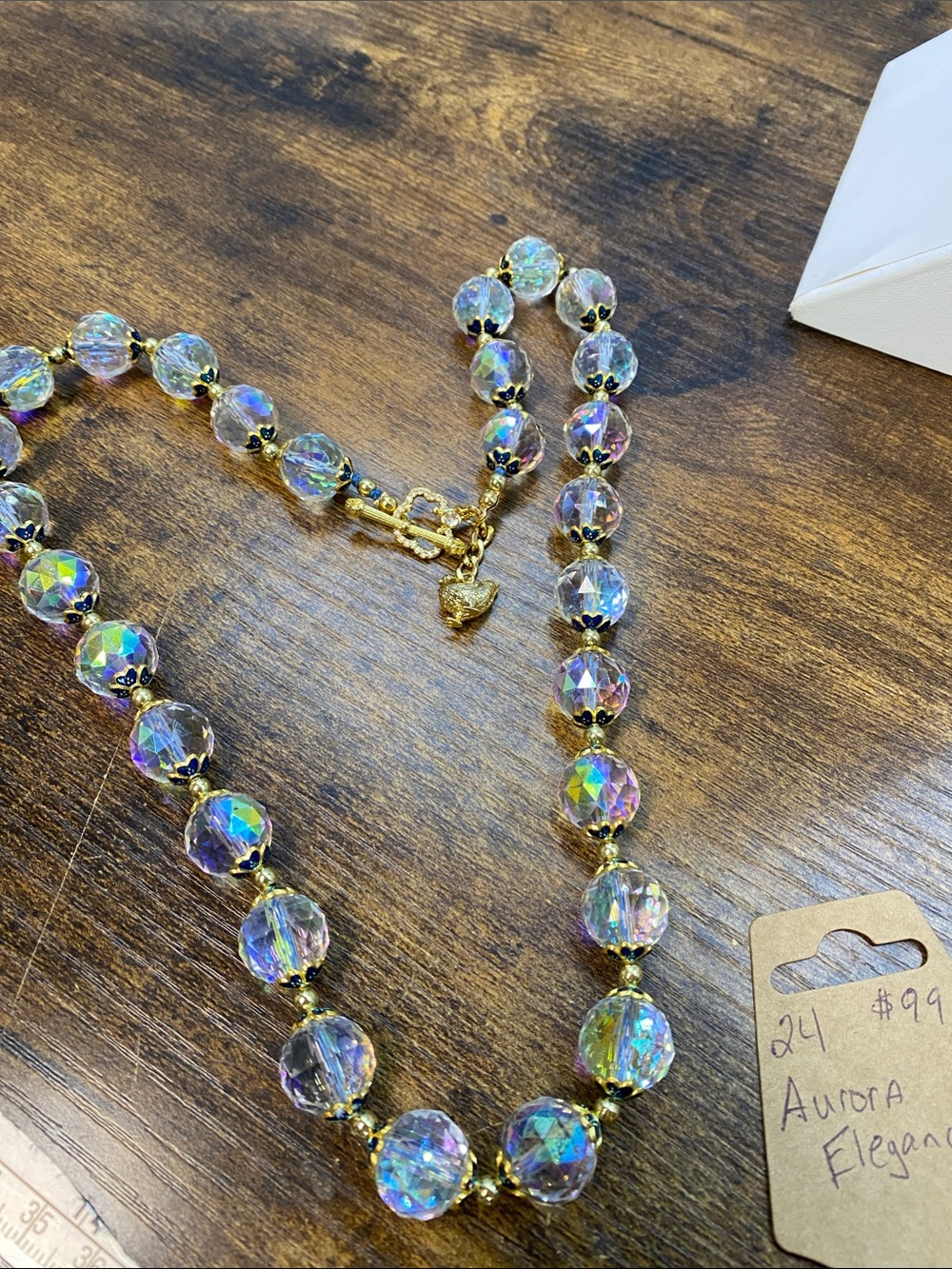 Aurora Elegance – 24” Aprilsplace Faceted Glass Statement Necklace - Picture 5 of 7